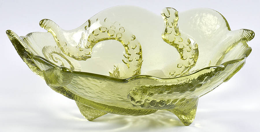 Octopus 10" Footed Bowl by Hudson Beach Glass-1