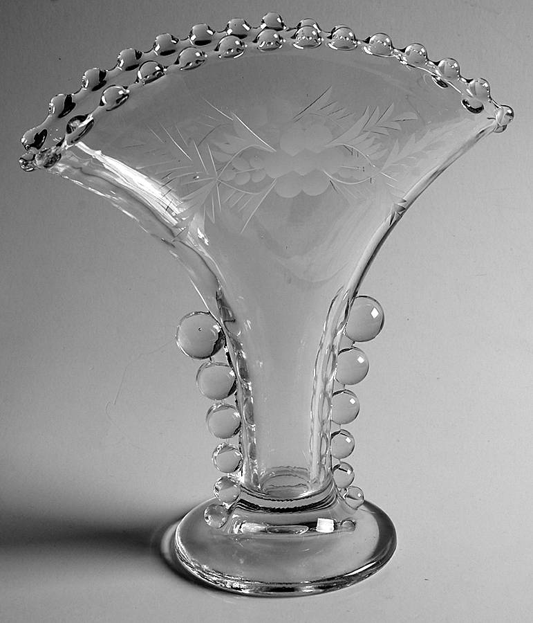 3400-2 Fan Vase with Beads Along Base by Imperial Glass-Ohio-1