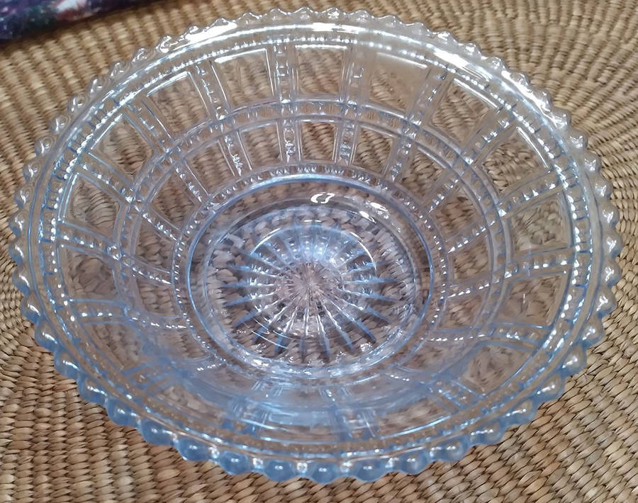 Beaded Block Ice Blue 6" Round Bowl by Imperial Glass-Ohio-1
