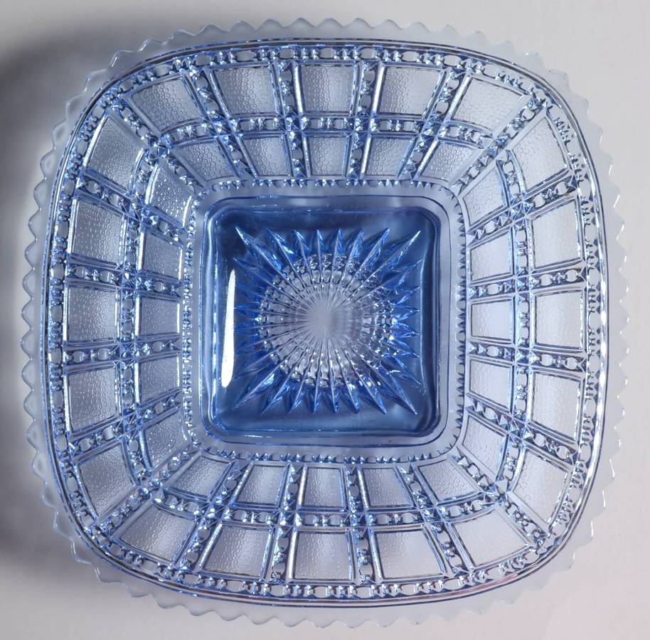 Beaded Block Ice Blue 7" Square Plate by Imperial Glass-Ohio-1
