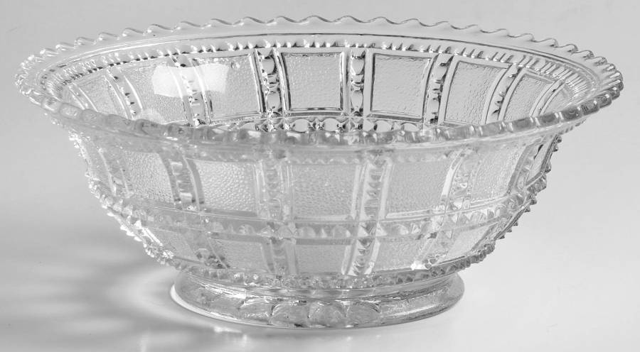Beaded Block Clear 6" Round Bowl by Imperial Glass-Ohio-1