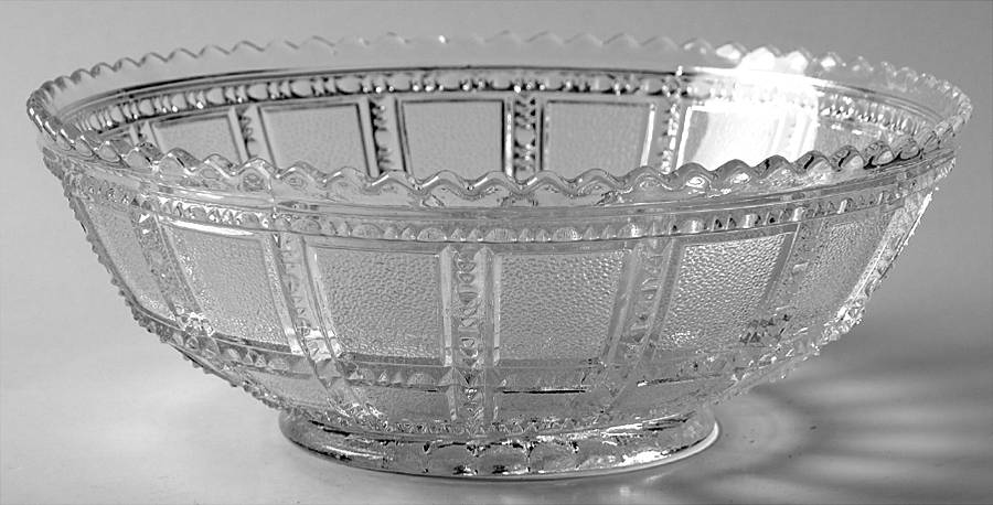 Beaded Block Clear 7" Round Bowl by Imperial Glass-Ohio-1