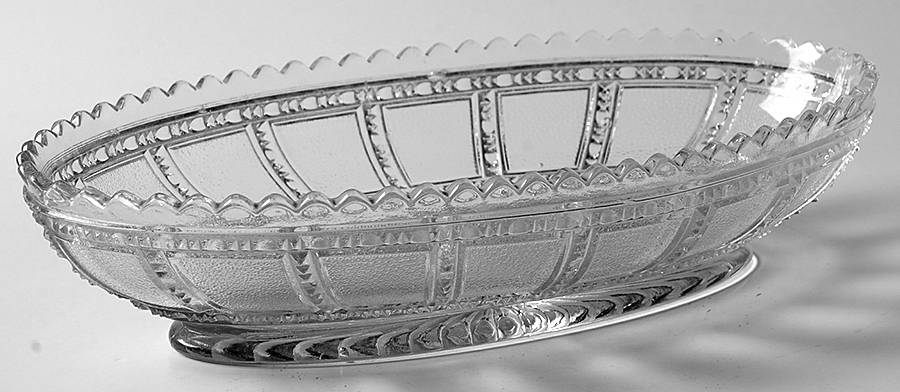 Beaded Block Clear 8" Oval Relish by Imperial Glass-Ohio-1