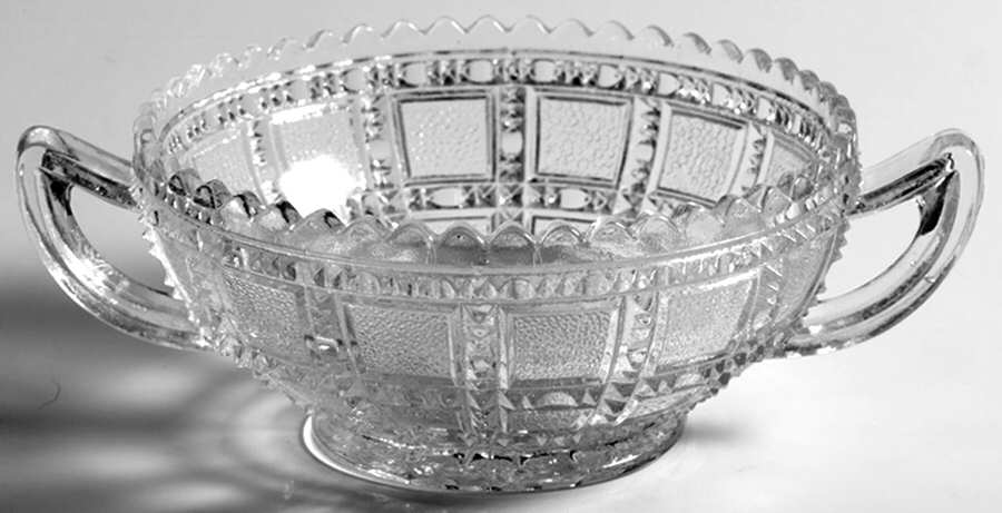 Beaded Block Clear Open Jam/Jelly by Imperial Glass-Ohio-1