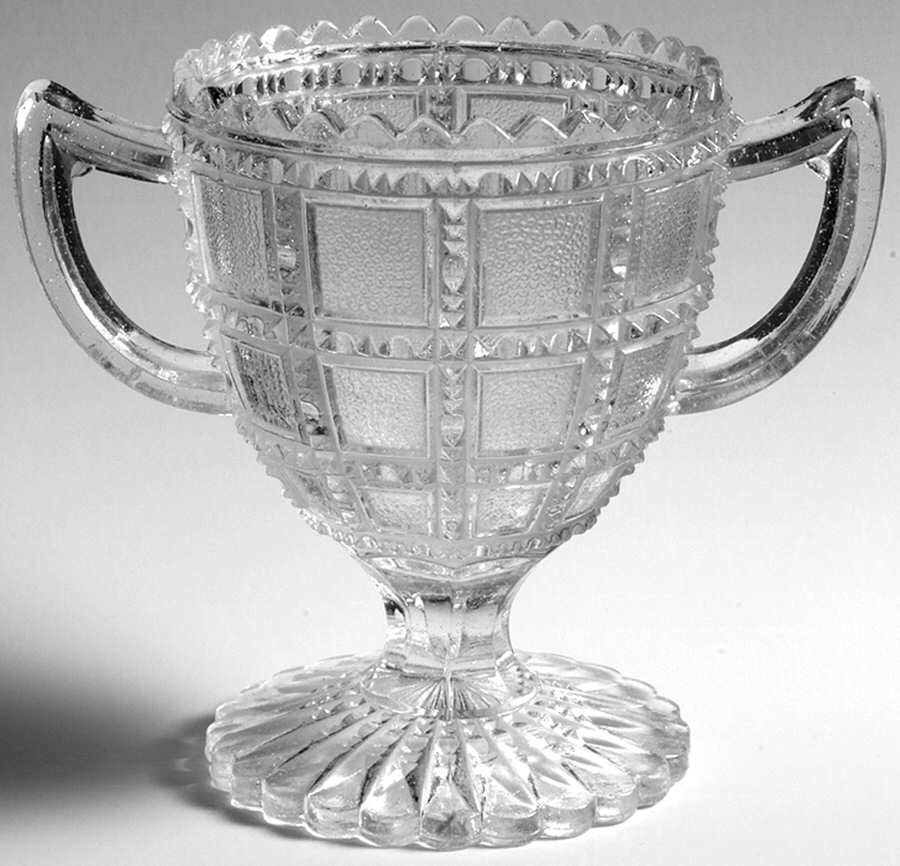 Beaded Block Clear Footed Open Sugar by Imperial Glass-Ohio-1