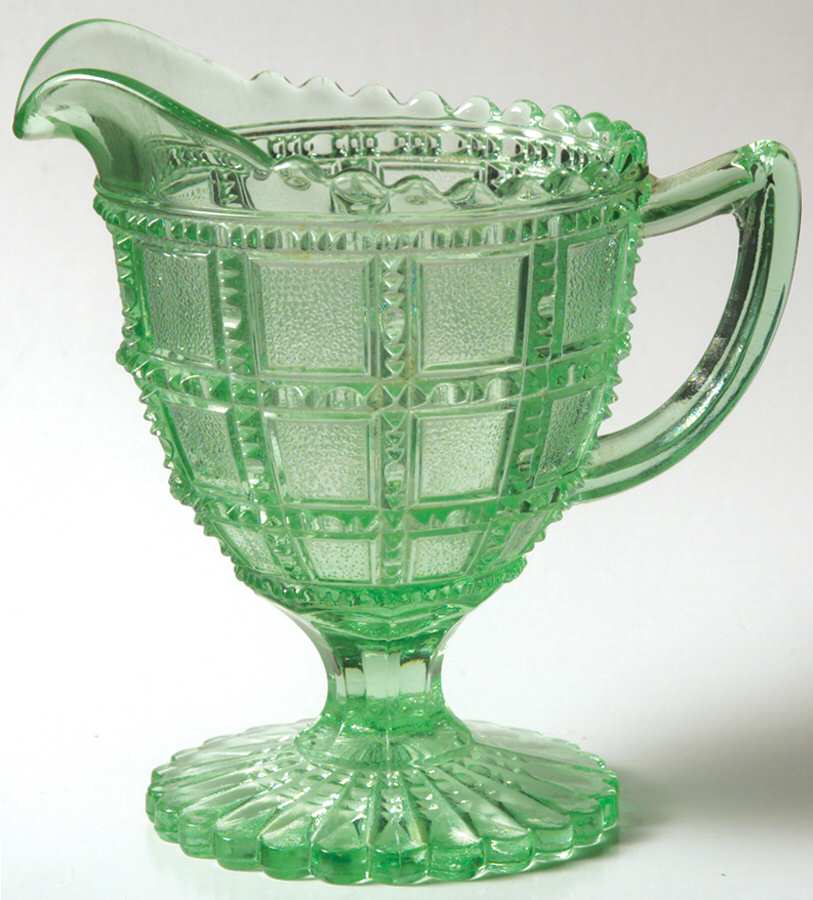 Beaded Block Green Creamer by Imperial Glass-Ohio-1