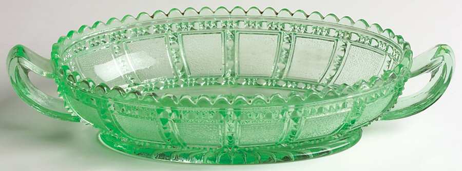 Beaded Block Green Pickle Dish by Imperial Glass-Ohio-1