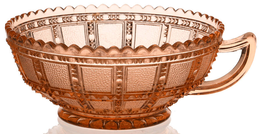 Beaded Block Pink Handled Bowl by Imperial Glass-Ohio-1