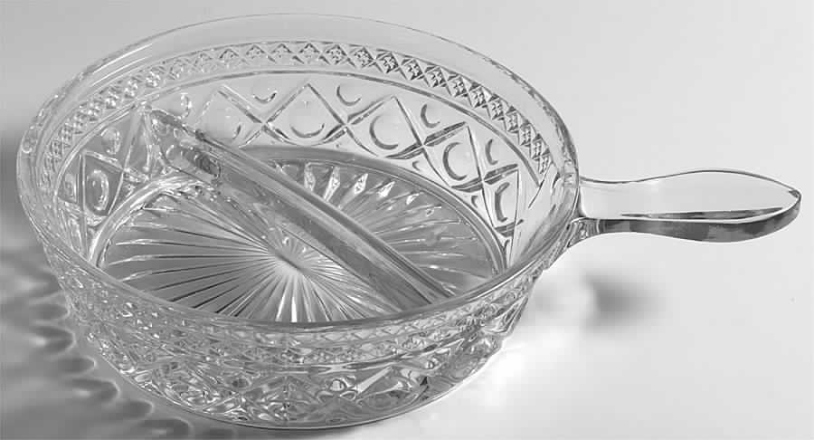 Cape Cod Clear (1602 + 160) Divided Handled Spider by Imperial Glass-Ohio-1
