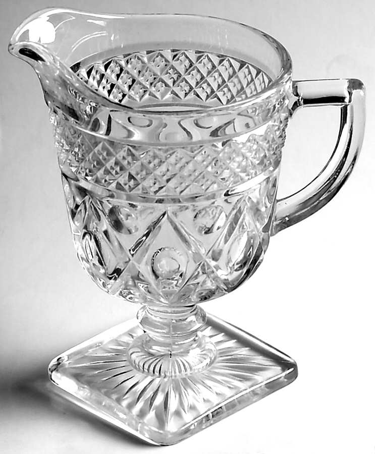 Cape Cod Clear (1602 + 160) Creamer with Wafer Stem by Imperial Glass-Ohio-1