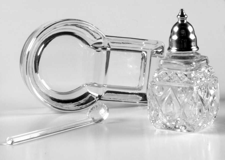 Cape Cod Clear (1602 + 160) Salt Dip and Pepper with Glass Spoon by Imperial Glass-Ohio-1