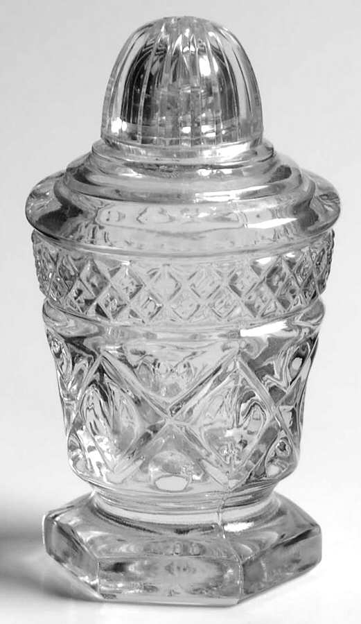 Cape Cod Clear (1602 + 160) Footed Shaker & Plastic Lid by Imperial Glass-Ohio-1
