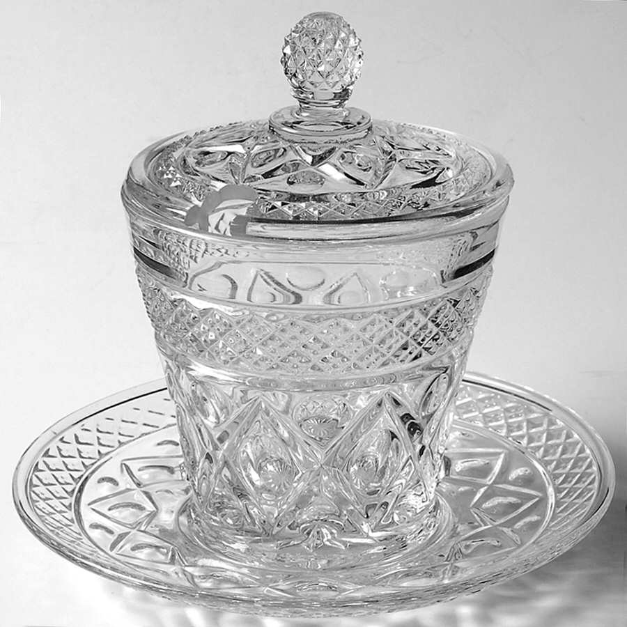 Cape Cod Clear (1602 + 160) Marmalade with Lid & Underplate by Imperial Glass-Ohio-1