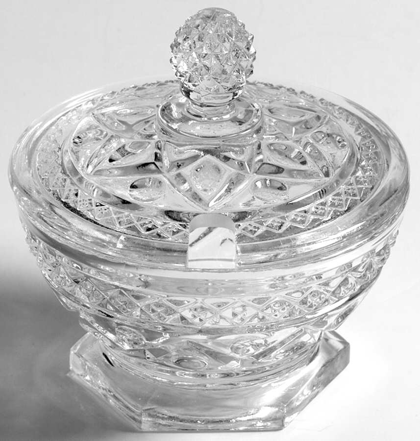 Cape Cod Clear (1602 + 160) Mustard & Lid by Imperial Glass-Ohio-1