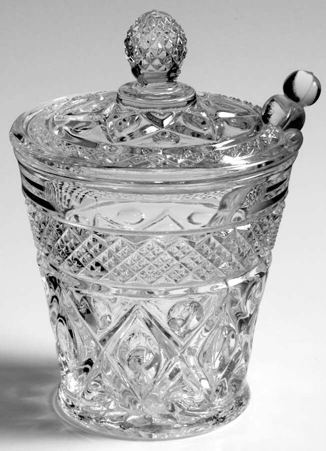 Cape Cod Clear (1602 + 160) Marmalade with Lid & Ladle by Imperial Glass-Ohio-1