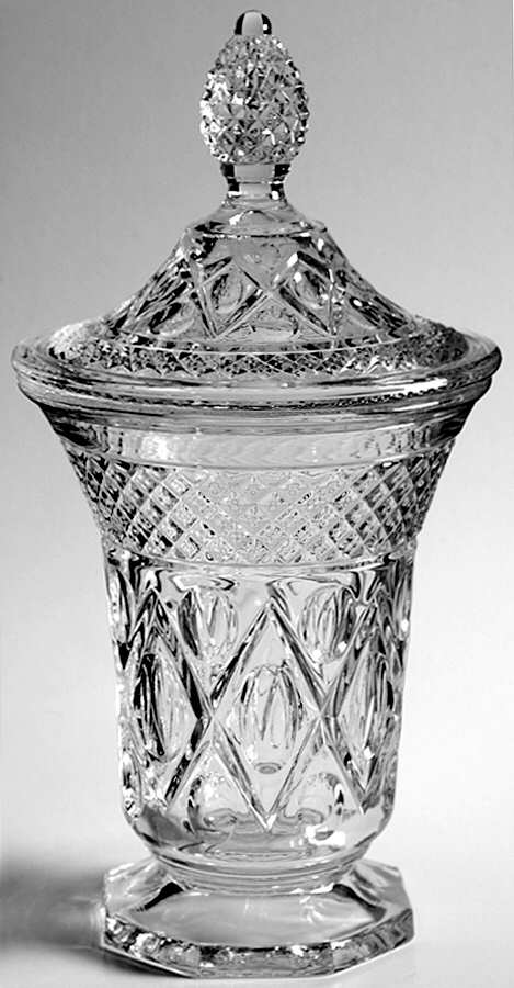 Cape Cod Clear (1602 + 160) 10" Jar & Lid by Imperial Glass-Ohio-1
