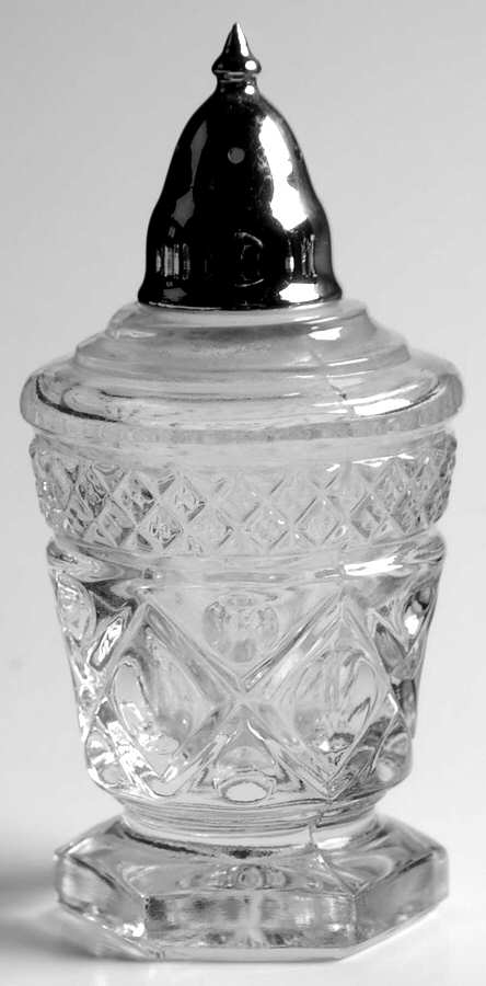 Cape Cod Clear (1602 + 160) Footed Shaker & Metal Lid by Imperial Glass-Ohio-1