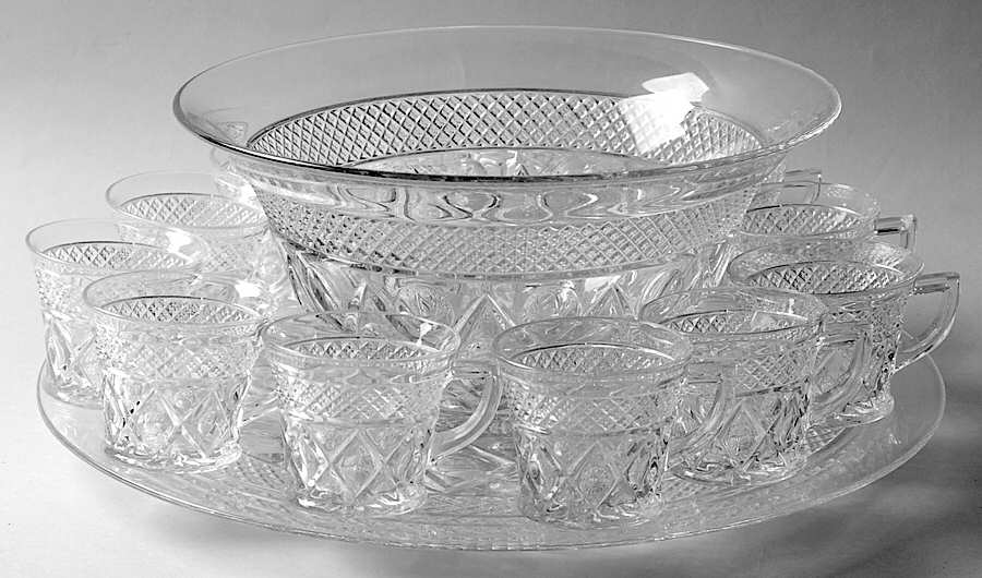 Cape Cod Clear (1602 + 160) (14 Pc) Punch Set (FRUPU, CTOP17 & 12 CUPPU) by Imperial Glass-Ohio-1
