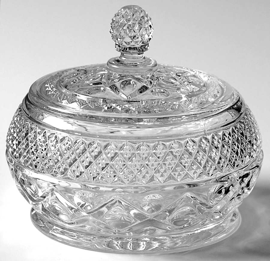 Cape Cod Clear (1602 + 160) Round Puff Box with Lid by Imperial Glass-Ohio-1