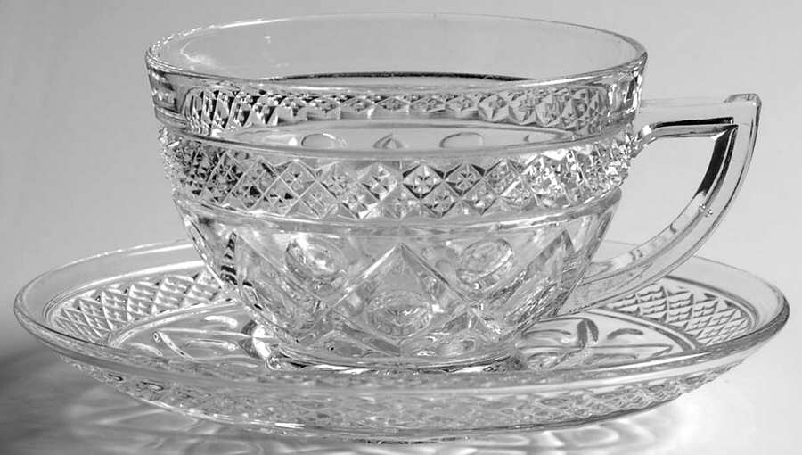 Cape Cod Clear (1602 + 160) Cup & Saucer Set by Imperial Glass-Ohio-1