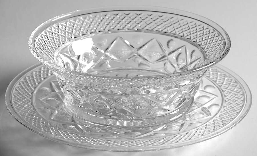 Cape Cod Clear (1602 + 160) Mayonnaise Bowl & Underplate (Uses Fr5mb & Bbfm) by Imperial Glass-Ohio-1