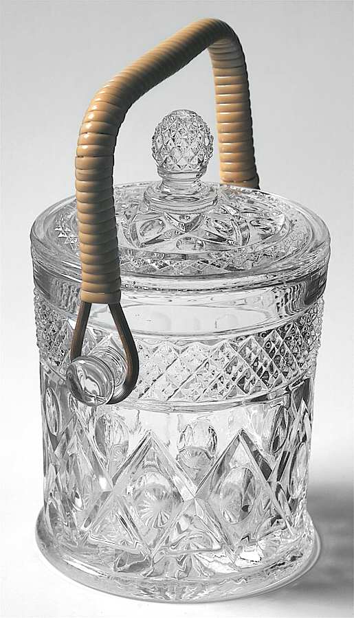 Cape Cod Clear (1602 + 160) Peanut Jar & Lid with Bamboo Handle by Imperial Glass-Ohio-1