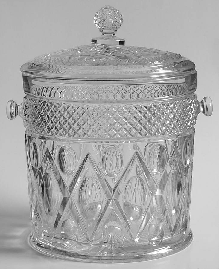 Cape Cod Clear (1602 + 160) Cookie Jar & Lid No Bamboo Handle by Imperial Glass-Ohio-1