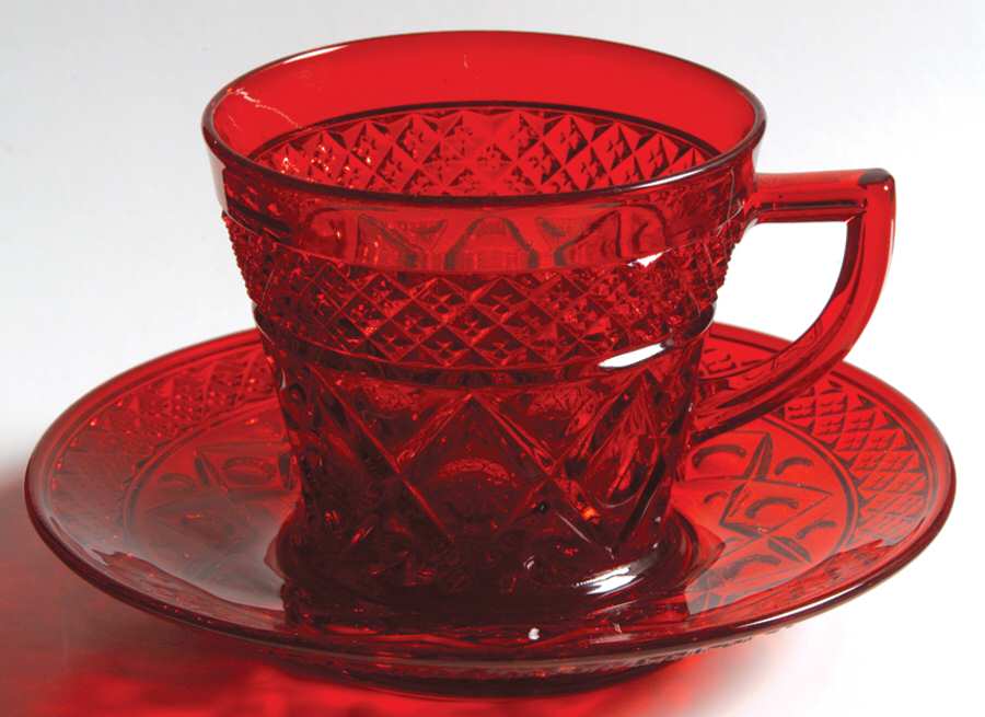 Cape Cod Red (1602 + 160) Cup & Saucer Set by Imperial Glass-Ohio-1