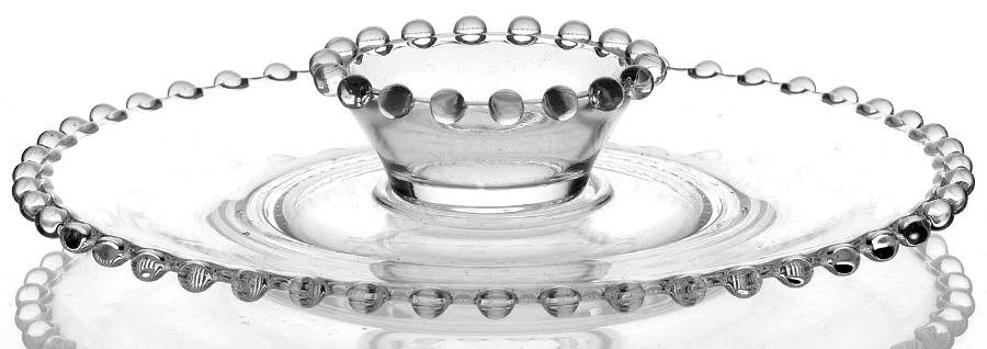 Candlewick Clear (Stem 3400) (2 Pc) Strawberry Set (7" Plate&16 Bead Sugar Dip) by Imperial Glass-Ohio-1