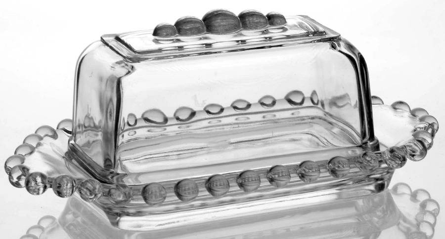 Candlewick Clear (Stem 3400) California Covered Butter W/Beads on Top of Lid by Imperial Glass-Ohio-1