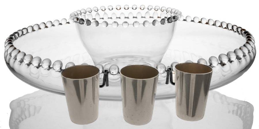 Candlewick Clear (Stem 3400) (5 Piece) Hostess Set (CFB12+CSAUD+3 Metal Cups) by Imperial Glass-Ohio-1
