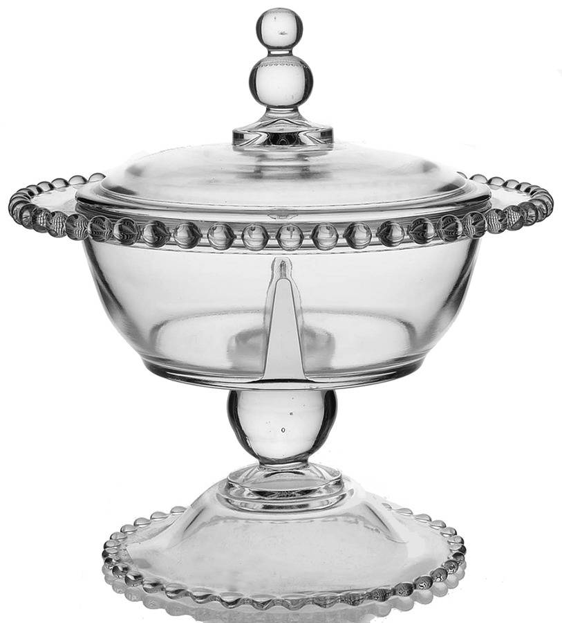 Candlewick Clear (Stem 3400) Beaded Base Candy Dish & Lid by Imperial Glass-Ohio-1