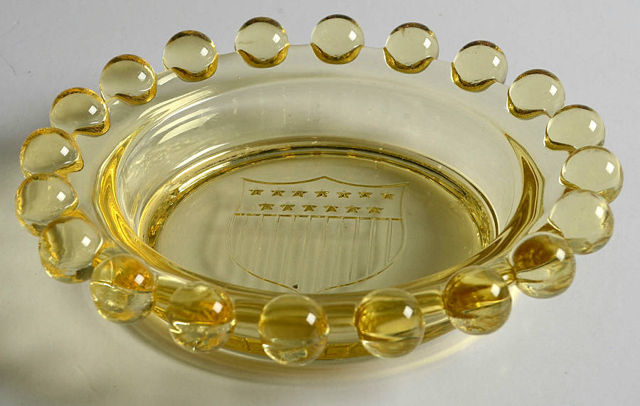 Candlewick Clear (Stem 3400) Yellow Shield Ashtray by Imperial Glass-Ohio-1