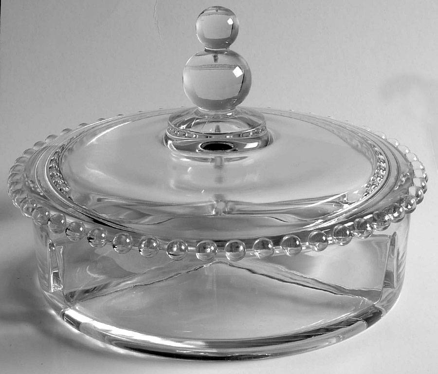 Candlewick Clear (Stem 3400) 3-Part Candy Dish with Lid by Imperial Glass-Ohio-1