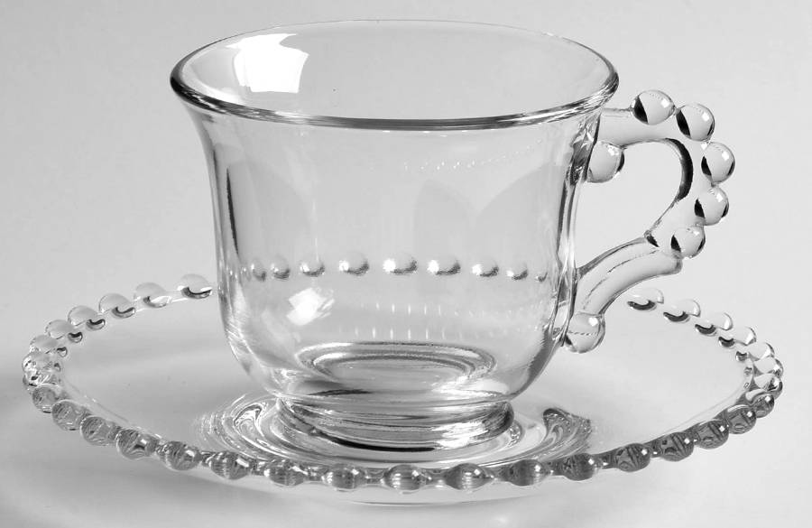 Candlewick Clear (Stem 3400) Cup and Saucer Set by Imperial Glass-Ohio-1