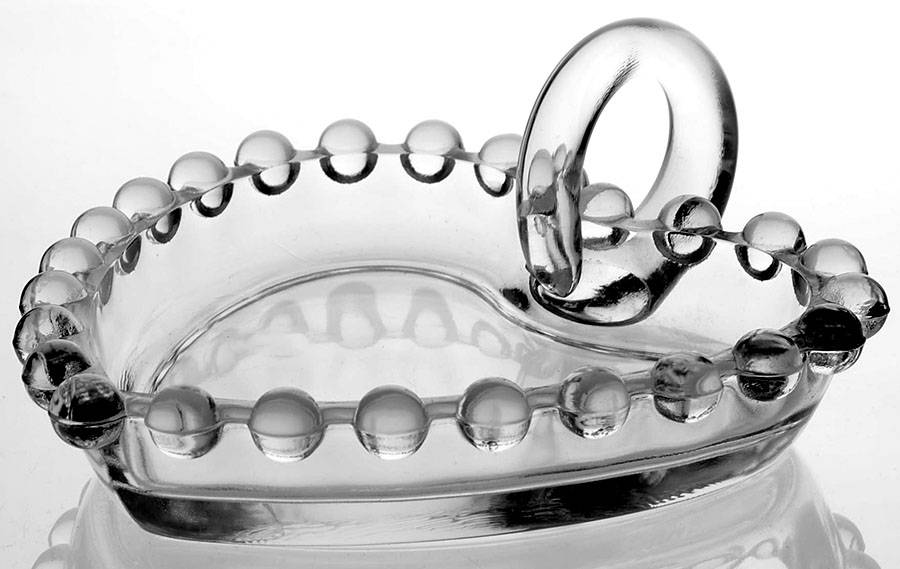 Candlewick Clear (Stem 3400) 6" 1-Handle Heart Shape Bowl by Imperial Glass-Ohio-1