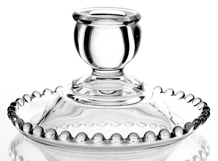 Candlewick Clear (Stem 3400) Rolled Edge Candleholder-No Candle Cup Rim by Imperial Glass-Ohio-1