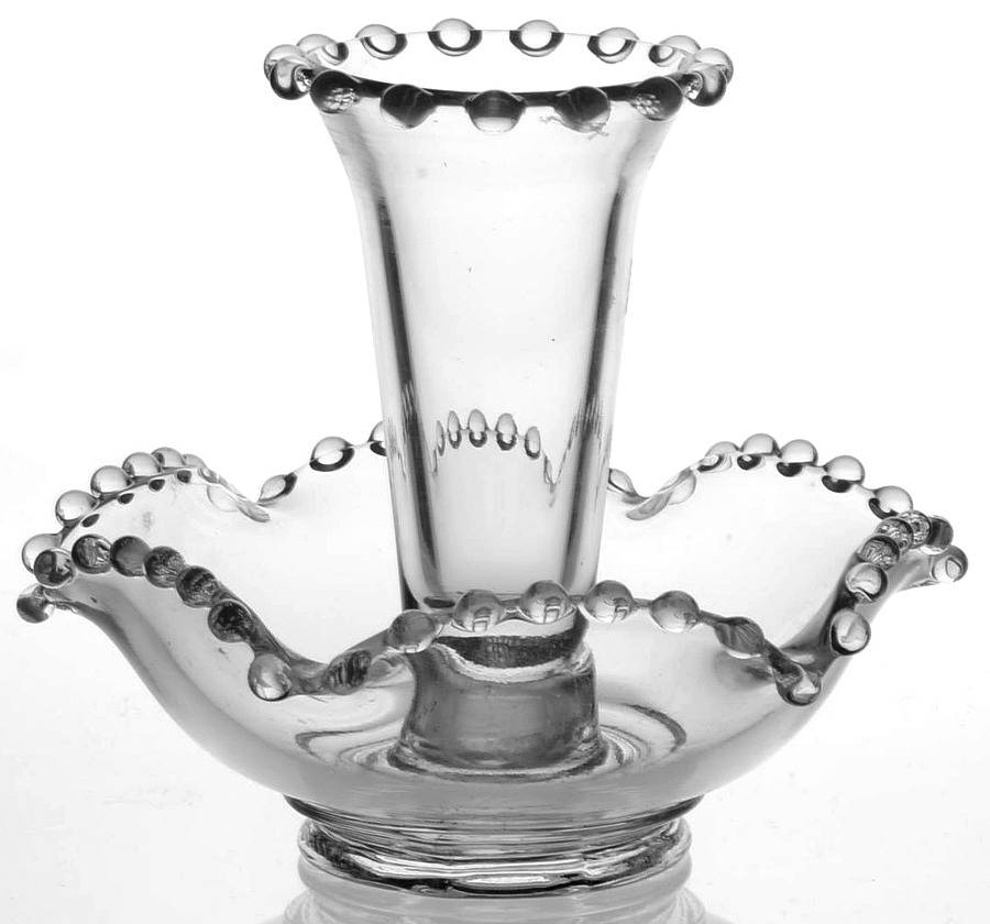 Candlewick Clear (Stem 3400) 2 Pc Flower Candleholder(Bowl & Beaded Peg Vase by Imperial Glass-Ohio-1