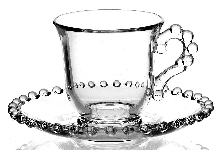 Candlewick Clear (Stem 3400) Footed Demitasse Cup & Saucer Set by Imperial Glass-Ohio-1
