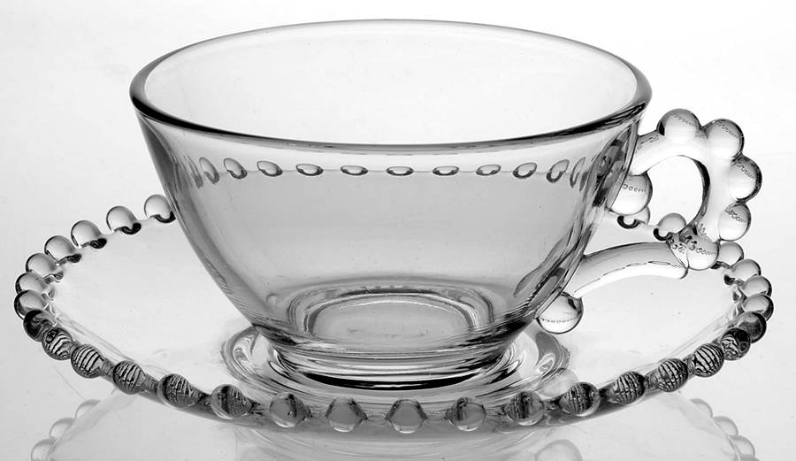 Candlewick Clear (Stem 3400) Cup and Saucer Set by Imperial Glass-Ohio-1