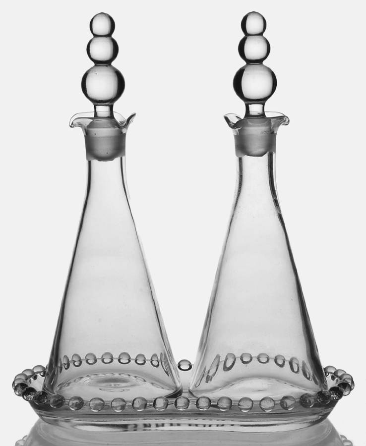 Candlewick Clear (Stem 3400) Oil, Vinegar & Tray Set by Imperial Glass-Ohio-1