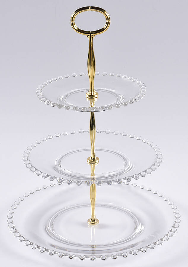 Candlewick Clear (Stem 3400) 3 Tier Serving Tray HC by Imperial Glass-Ohio-1