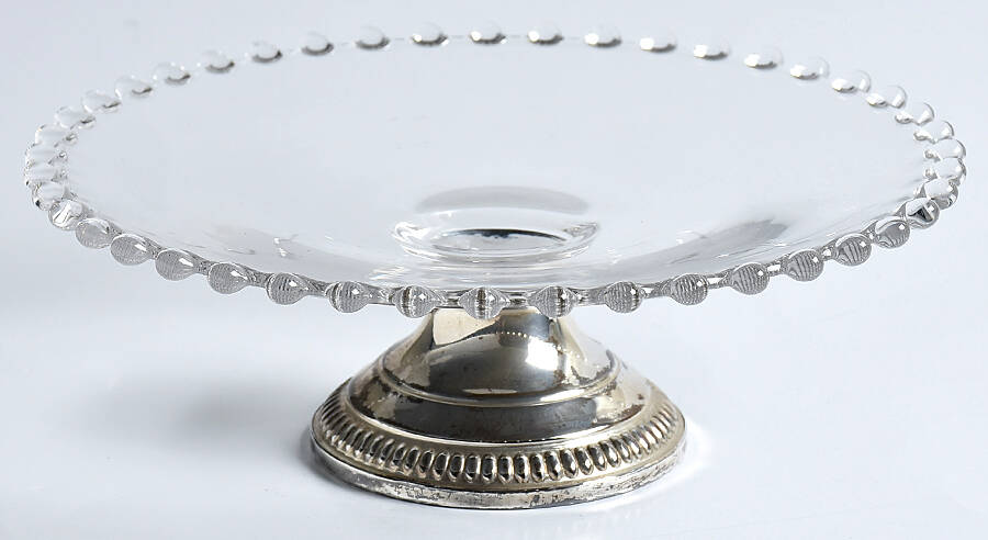 Candlewick Clear (Stem 3400) 6" Screw Peg Plate W/Sterling Base by Imperial Glass-Ohio-1