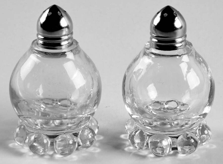 Candlewick Clear (Stem 3400) #96 Shaker Set with Eight Beads & Complimentary Metal Lid by Imperial Glass-Ohio-1