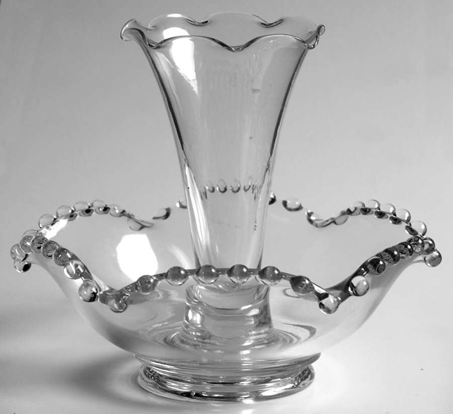 Candlewick Clear (Stem 3400) 2 Pc Flower Candleholder(Bowl &Plain Top Peg Vase) by Imperial Glass-Ohio-1