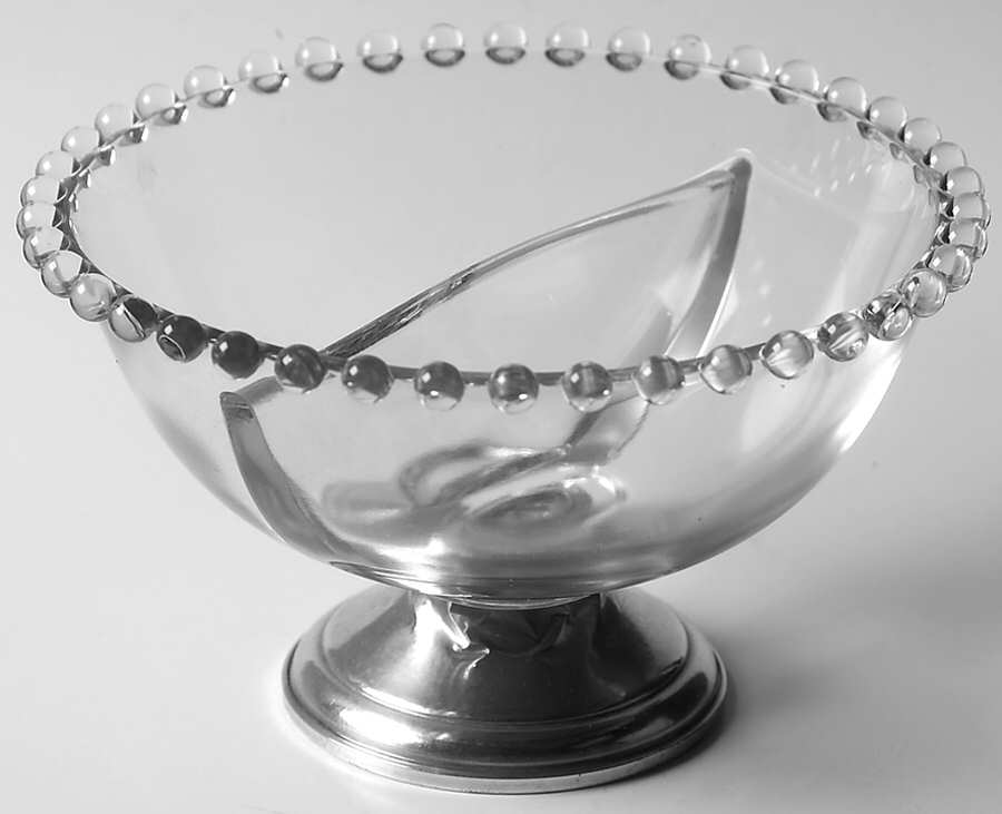 Candlewick Clear (Stem 3400) 5" Divided Screw Peg Bowl W/Sterling Base by Imperial Glass-Ohio-1