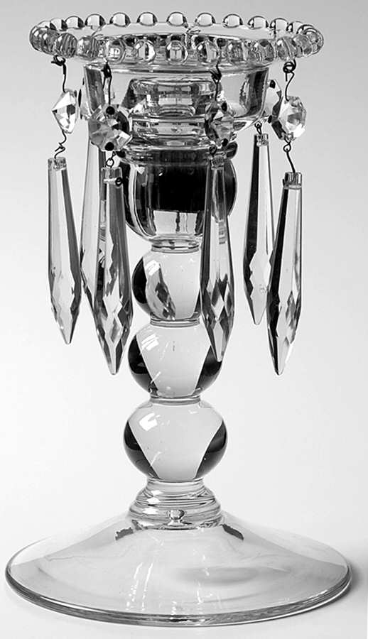 Candlewick Clear (Stem 3400) Single Candlestick with Prisms by Imperial Glass-Ohio-1