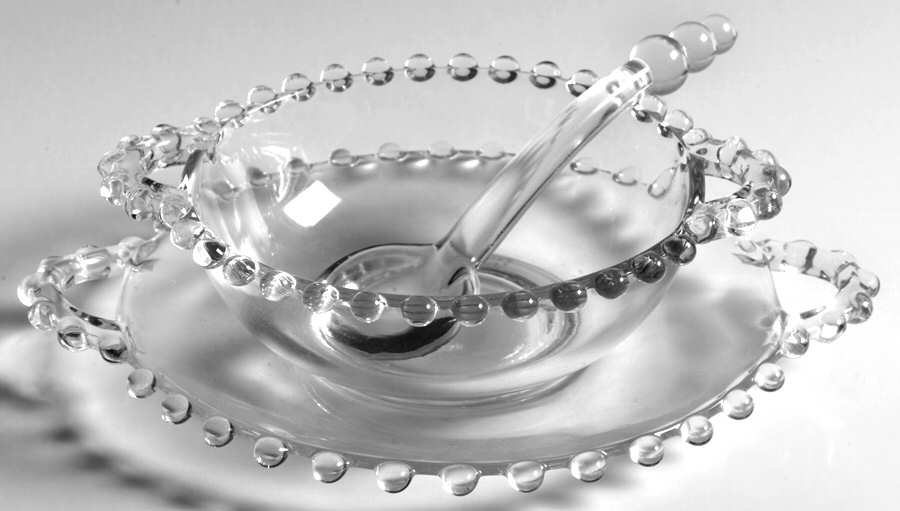 Candlewick Clear (Stem 3400) 3 Pc Mayonnaise Set-Handled Bowl,Handled Plt&Ladle by Imperial Glass-Ohio-1