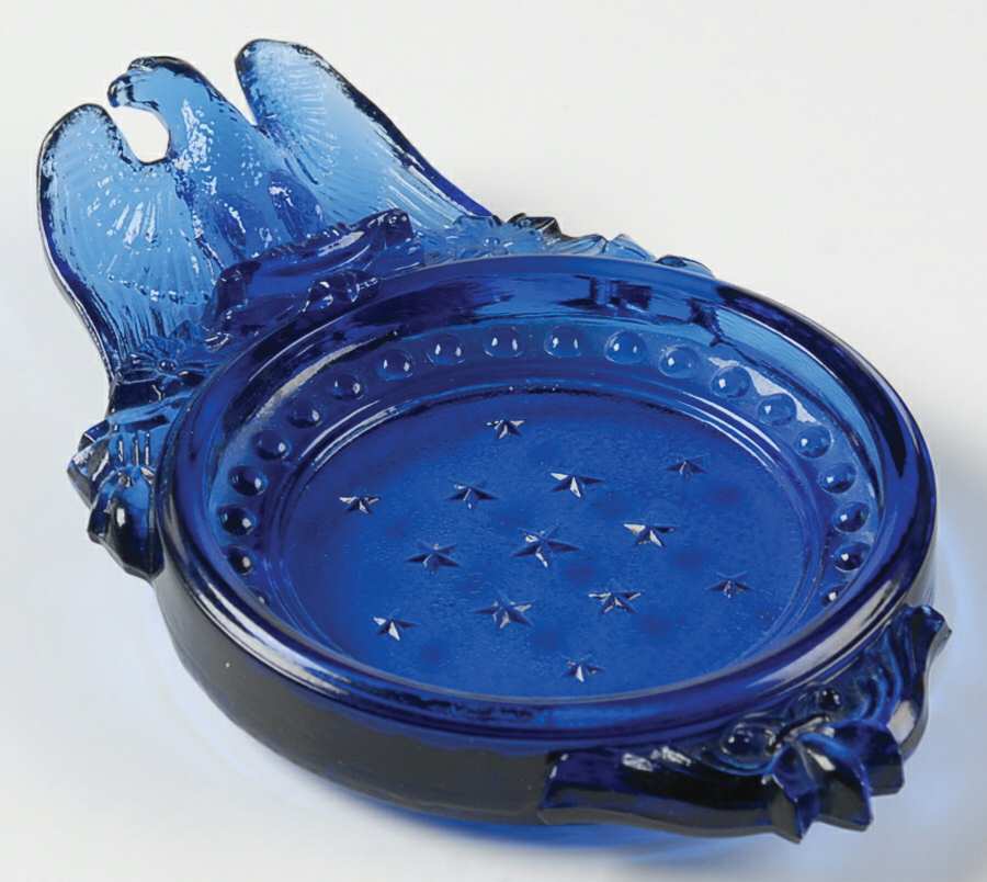 Candlewick Blue (Ultra) Eagle Handle Ashtray by Imperial Glass-Ohio-1