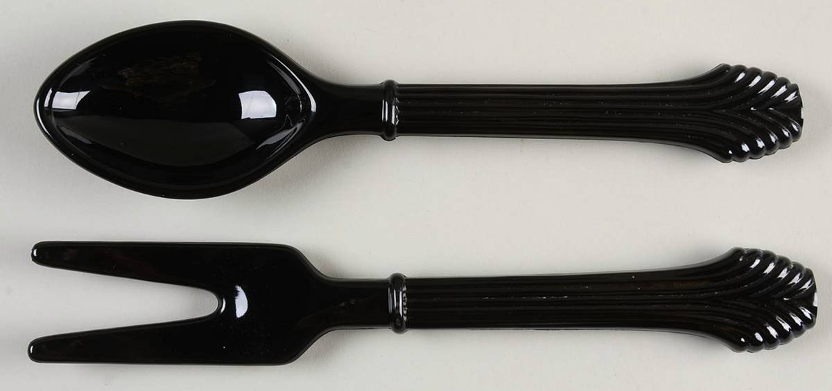 Candlewick Black Salad Serving Set (Spoon & Fork) by Imperial Glass-Ohio-1
